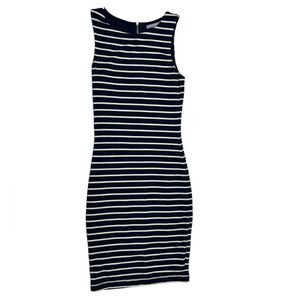 Tart Navy Blue White Striped Sleeveless Bodycon Mini Dress Fitted Casual Dress